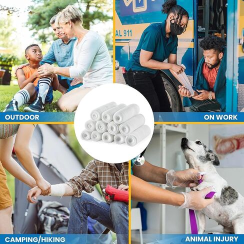 OROMEDI 50 حزمة متميزة من ضمادات الشاش مقاس 4 بوصات × 5 ياردات + شريطين إضافيين للإسعافات الأولية يتوافق مع لفافة لف الشاش للجروح ملفوفة بشكل فردي in Kuwait