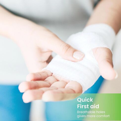 OROMEDI 50 حزمة متميزة من ضمادات الشاش مقاس 4 بوصات × 5 ياردات + شريطين إضافيين للإسعافات الأولية يتوافق مع لفافة لف الشاش للجروح ملفوفة بشكل فردي in Kuwait