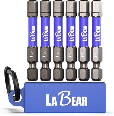 LABEAR- 6pc. SQ2 Roberson Square 2" long, Impact Driver Screwdriving Power Bits Set with a Carabiner, S2 Steel in Saudi Arabia