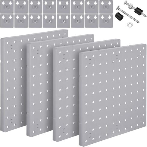 4 قطع من مجموعات لوحة الحائط Pegboard للتركيب على الحائط من Pegboard ملحقات منظم Pegboard، طريقتان للتركيب، لا تسبب ضررًا لجدار المرآب والمطبخ والحمام والمكتب (أبيض) in Kuwait