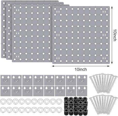 4 قطع من مجموعات لوحة الحائط Pegboard للتركيب على الحائط من Pegboard ملحقات منظم Pegboard، طريقتان للتركيب، لا تسبب ضررًا لجدار المرآب والمطبخ والحمام والمكتب (أبيض) in Kuwait
