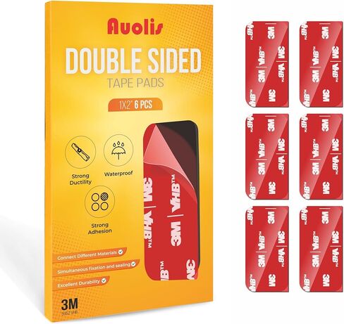 Auolis 3M شريط مزدوج الجوانب شديد التحمل 1 * 2 6 قطع 3M VHB شريط لاصق للسيارات والحرف اليدوية والتعليق على الحائط، شريط إسفنجي مربعات لاصقة قوية للداخلية والخارجية in Kuwait