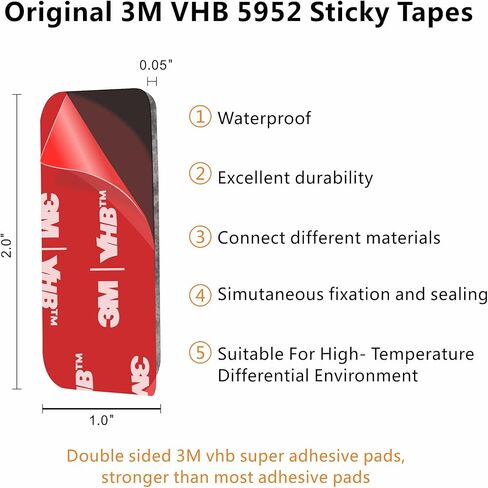 Auolis 3M شريط مزدوج الجوانب شديد التحمل 1 * 2 6 قطع 3M VHB شريط لاصق للسيارات والحرف اليدوية والتعليق على الحائط، شريط إسفنجي مربعات لاصقة قوية للداخلية والخارجية in Kuwait
