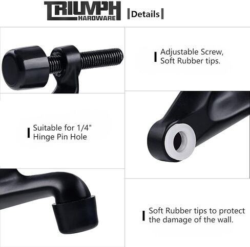 Triumph Hardware 2 Pack Hinge Pin Door Stopper,Adjustable Heavy Duty Door Stopper 2-3/8"x15/16",Champagne Bronze,with White Rubber Bumper Tips in Kuwait