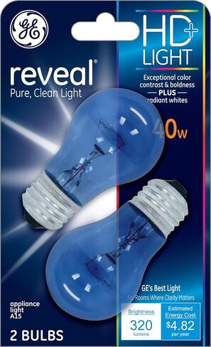 GE Lighting 48706 40-Watt Reveal A15 Appliance Bulb, 2-Card, 2 Count (Pack of 1), Clear in Saudi Arabia