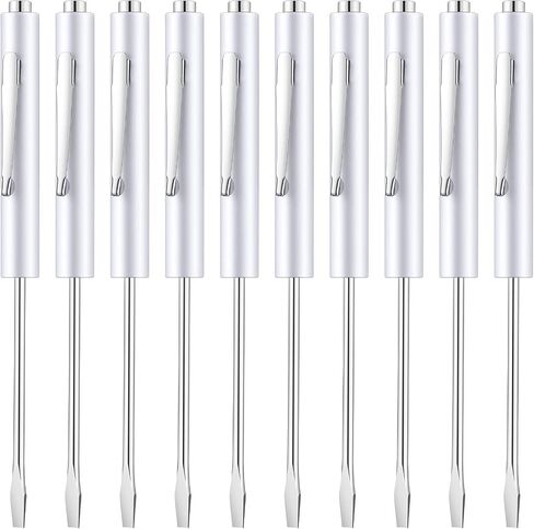 Honoson 10 Pieces Pocket Screwdriver Mini Tops And Pocket Clips Pocket Screwdriver Magnetic Slotted Pocket Screw Driver with A Single Blade Head for Mechanical, Electrician (Gray) in Kuwait