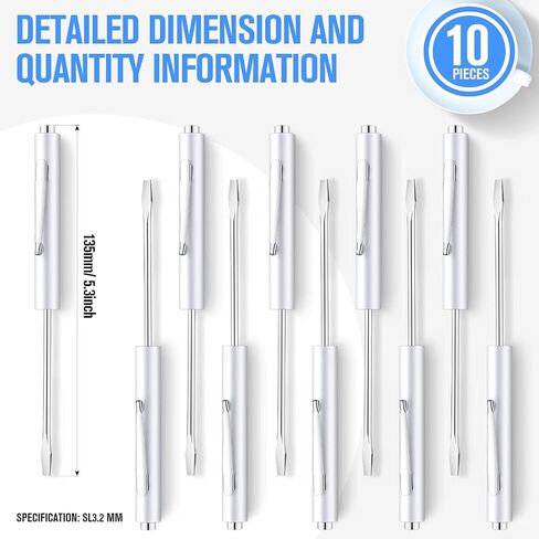 Honoson 10 Pieces Pocket Screwdriver Mini Tops And Pocket Clips Pocket Screwdriver Magnetic Slotted Pocket Screw Driver with A Single Blade Head for Mechanical, Electrician (Gray) in Kuwait
