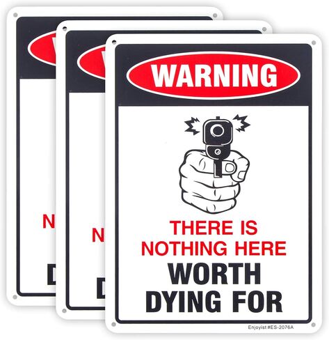 لافتة مسدس مكونة من 3 قطع، لا شيء هنا يستحق الموت من أجل الإشارة، علامة مضحكة لعدم التعدي على ممتلكات الغير، 10 بوصة × 7 بوصة .04 بوصة علامة عاكسة من الألومنيوم خالية من الصدأ ومحمية من الأشعة فوق البنفسجية ومقاومة للطقس in Kuwait