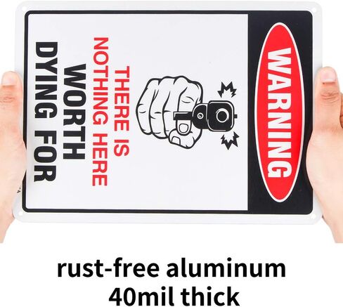 لافتة مسدس مكونة من 3 قطع، لا شيء هنا يستحق الموت من أجل الإشارة، علامة مضحكة لعدم التعدي على ممتلكات الغير، 10 بوصة × 7 بوصة .04 بوصة علامة عاكسة من الألومنيوم خالية من الصدأ ومحمية من الأشعة فوق البنفسجية ومقاومة للطقس in Kuwait