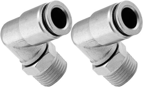 Vixen Air 3/8 بوصة NPT ذكر للدفع للتوصيل (PTC) للكوع الدوار لخرطوم OD 3/8 بوصة - حزمة من قطعتين VXA2323-2 in Kuwait