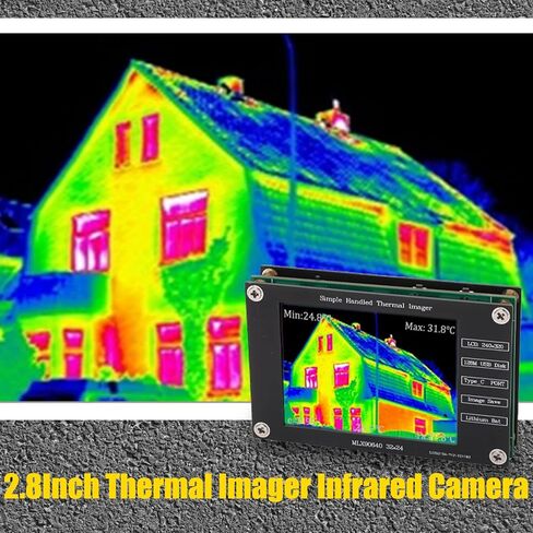 Vbestlife Thermal Imager, 2.8Inch Thermal Imager Infrared Camera, 320x240, ‑40℃ to +300℃, Built in SPI Flash Chip, USB C Charging, for Non Contact Temperature Measurement, Black in Saudi Arabia