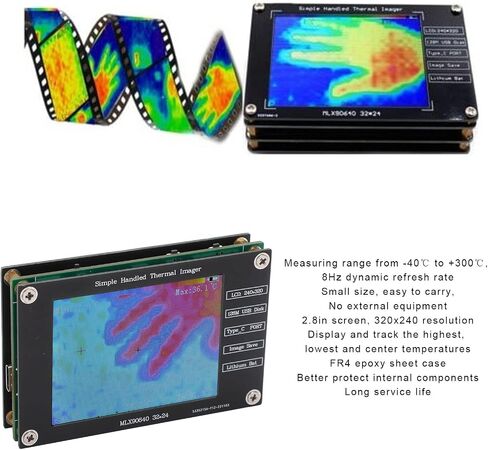 Vbestlife Thermal Imager, 2.8Inch Thermal Imager Infrared Camera, 320x240, ‑40℃ to +300℃, Built in SPI Flash Chip, USB C Charging, for Non Contact Temperature Measurement, Black in Saudi Arabia