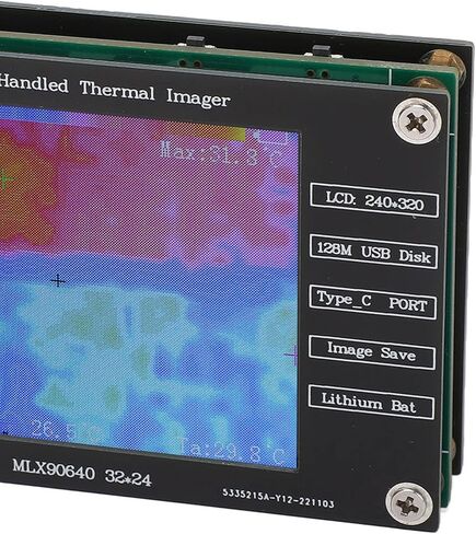 Vbestlife Thermal Imager, 2.8Inch Thermal Imager Infrared Camera, 320x240, ‑40℃ to +300℃, Built in SPI Flash Chip, USB C Charging, for Non Contact Temperature Measurement, Black in Saudi Arabia