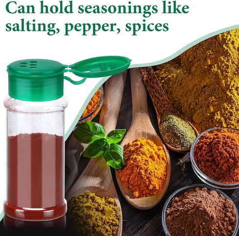 50 قطعة من برطمانات التوابل البلاستيكية مع اغطية شاكر، زجاجات توابل بلاستيكية 3.3 اونصة/100 مل، شاكر توابل لتخزين التوابل ومساحيق التوابل in Kuwait