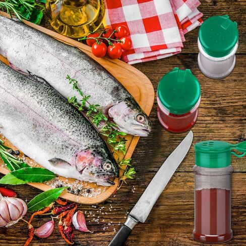 50 قطعة من برطمانات التوابل البلاستيكية مع اغطية شاكر، زجاجات توابل بلاستيكية 3.3 اونصة/100 مل، شاكر توابل لتخزين التوابل ومساحيق التوابل in Kuwait