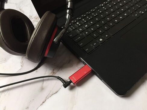 ريين محول رقمي الى تناظري DA-02 DAC، محول صوت USB 24 بت الى 3.5 ملم 192 كيلو هرتز مع وضع الانتاج الرقمي التناظري والبصري - احمر in Kuwait