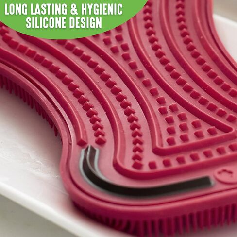 GreenLife Reusable Multipurpose Silicone 2 Pack Sponge and Scrubber, Hygienic and Odor Resistant Dish Washing, Scratch Free Cleaning, Dishwasher and Microwave Safe, BPA Free, Green and Yellow in Kuwait