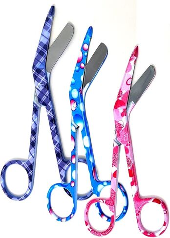 Set of 3 Lister Bandage Scissors 5.5" Assorted Pattern Shears Ideal Gift For Nurses Doctors Firefighters Made Of premium Quality Stainless Steel in Kuwait