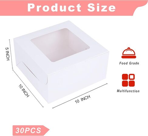 صندوق كيك Zzrywuty مقاس 10x10x5 بوصة (40 قطعة، 20 قطعة صندوق و20 قطعة لوح) مع مجموعة لوح الكيك، صناديق الخبز كاجاس باستيل للكعك والمعجنات والشوكولاتة والبسكويت والفطيرة in Kuwait