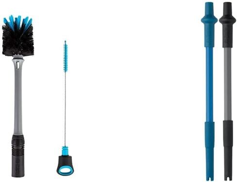 فرشاة تنظيف الزجاجة والمصاصة 2 في 1 من BlenderBottle، عبوة واحدة وقش سيليكون قابل لإعادة الاستخدام لزجاجات BlenderBottle، باللون الأسود والأزرق (عبوتان) in Kuwait