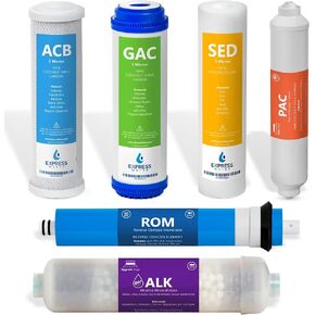 Express Water – 1 Year Alkaline Reverse Osmosis System Replacement Filter Set – 10 Filters with 50 GPD RO Membrane – 10 inch Size Water Filters in Saudi Arabia