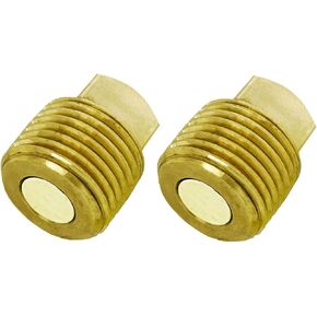 1/2''-Inch Male National Pipe Taper Threads Brass Cored Plug with Square Head, with Magnet，Brass Pipe Fitting for Boat,Oil wog, Gas,Drain plug-2Pcs