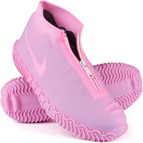 Silicone Waterproof Shoe Covers, Upgrade Reusable Overshoes with Zipper, Resistant Rain Boots Non-Slip Washable Protection for Women, Men (M (Women 5.5-7.5, Men 5-6.5), White)