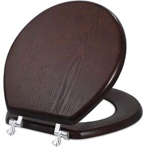Wood Toilet Seat, Wooden Round Toilet Seats for American Standard Toilet Seat, Durable Metal Chrome Hinges, Natural Wood Veneer Oak in Kuwait