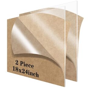 قطعتان من ورق الأكريليك المصبوب مقاس 18 بوصة × 24 بوصة زجاج شبكي شفاف بسمك 1/8 بوصة (3 مم) ورقة زجاج شبكي كبيرة لافتة أكريليك كبيرة، للحرف اليدوية، وإطار الصور، ومشاريع العرض التي تصنعها بنفسك... in Kuwait