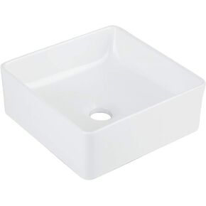 AWESON Square Vessel Sink 11.8 inch x 11.8 inch, Above Counter Vessel Sink, Small Bathroom Sink Square, Ceramic in Saudi Arabia