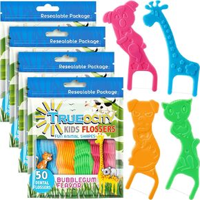 Kids Flossers 2 Pack (100 Total), Kids Floss Picks, Flossers Kids, Floss for Kids, Cute Animal Shapes, Glides Easy Between Teeth, Flosser Helps Prevent Tooth Decay & Gum Disease, Bubble Gum Flavored