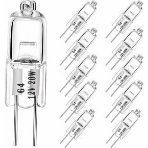 YBEK G4 Halogen Bulbs 10W 12V T3 JC Type 2 Pin Base Replacement for Landscape Under Cabinet Puck Light Track Lighting Dimmable(10 Pack)