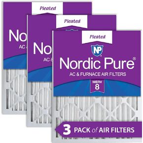 Nordic Pure 14x25x2 (13 1/2 x 24 1/2 x 1 3/4) Pleated Air Filters MERV 7 Plus Carbon 3 Pack