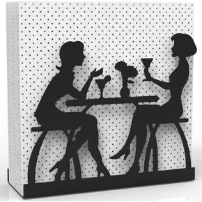 Metal Napkin Holder for Home Kitchen Restaurant Picnic - Women Theme Tabletop Paper Organizer Upright Tissue Dispenser (Black)
