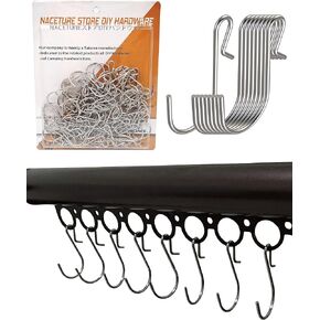 NACETURE 100 Pack Small Metal S Hooks Stainless Steel Wire Hooks - S Shape Hangers Mini S Hooks for Hanging, Fish Shaped Wall Hooks for Hanging Jewelry, Kitchenware, Clothes