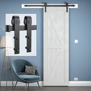أجهزة باب الحظيرة الفردية مقاس 6.6 أقدام من Genius Iron، مسار قياسي بتصميم كلاسيكي مع محامل نايلون مطورة، للوحة باب منزلقة واسعة مقاس 36 بوصة - 40 بوصة، سهلة التركيب، أساسي J in Saudi Arabia