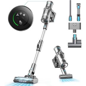 Oraimo Cordless Vacuum Cleaner 27kpa, Stick Vacuum Cleaner for Pet Hair Carpet and Hardwood Floor, Portable Vacuum Cleaner with LED Touch Screen, Bendable Tube, 380W Brushless Motor, 45mins Runtime in Kuwait