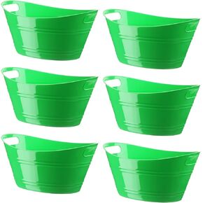 6 Pieces Ice Buckets Bulk, Plastic Ice Buckets with Handles, Oval Storage Tub, Large Capacity Ice Drink Bucket for Party Bar Wine Beer Champagne Beverage Bottle Cooler (Black,4.5 Liter)