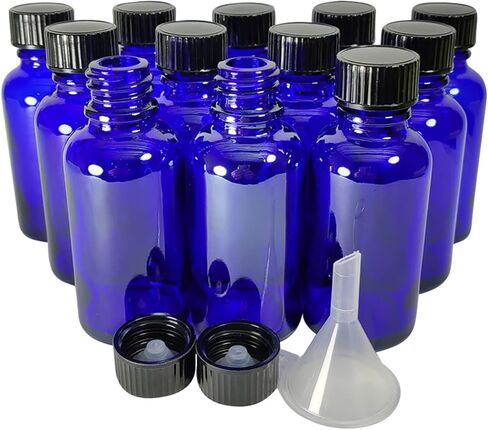 Bioll 30ml (1 oz) glass bottle. Essential oil bottle with lid. For Perfume, Aromatherapy, Lab Refillable Sample Vials - 12 Pack (Amber) in Kuwait