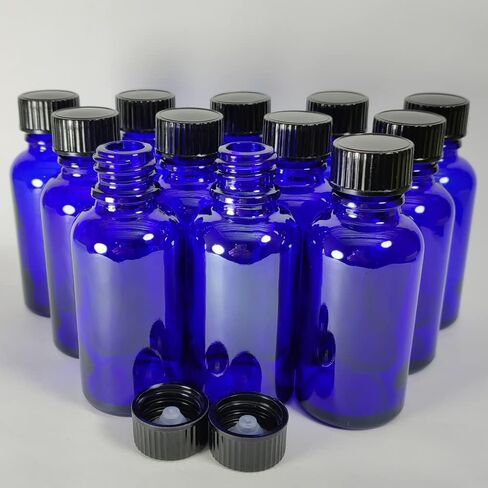 Bioll 30ml (1 oz) glass bottle. Essential oil bottle with lid. For Perfume, Aromatherapy, Lab Refillable Sample Vials - 12 Pack (Amber) in Kuwait