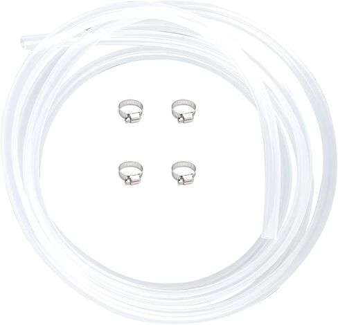 JENSWILL 5/16 بوصة (8 مم) معرف × 7/16 بوصة (11 مم) OD، 10 أقدام من السيليكون الشفاف أنابيب خرطوم درجة الحرارة العالية درجة الطعام مع 4 قطع مشابك خرطوم أنبوب متعدد الأغراض لخط البيرة، Kegerator، صناعة النبيذ، خرطوم الهواء، HVAC in Kuwait