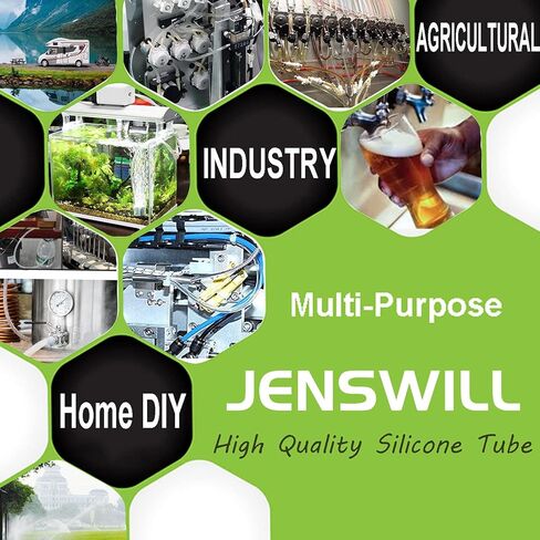 JENSWILL 5/16 بوصة (8 مم) معرف × 7/16 بوصة (11 مم) OD، 10 أقدام من السيليكون الشفاف أنابيب خرطوم درجة الحرارة العالية درجة الطعام مع 4 قطع مشابك خرطوم أنبوب متعدد الأغراض لخط البيرة، Kegerator، صناعة النبيذ، خرطوم الهواء، HVAC in Kuwait