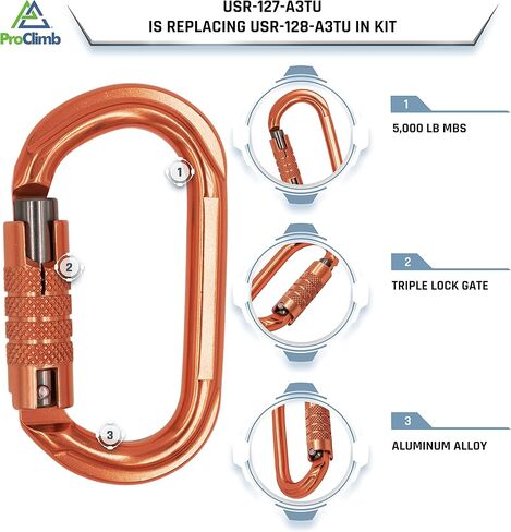 ProClimb Steel Core Flipline Kit (1/2 inch x 10 feet) - Adjustable Tree Lanyard, Low Stretch, Cut Resistant – for Fall Protection, Arborist, Tree Climbers in Kuwait