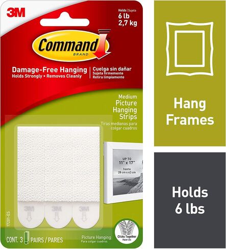 Command Picture Hanging Strips, Medium, White, 3-Pairs (17201-ES) in Saudi Arabia