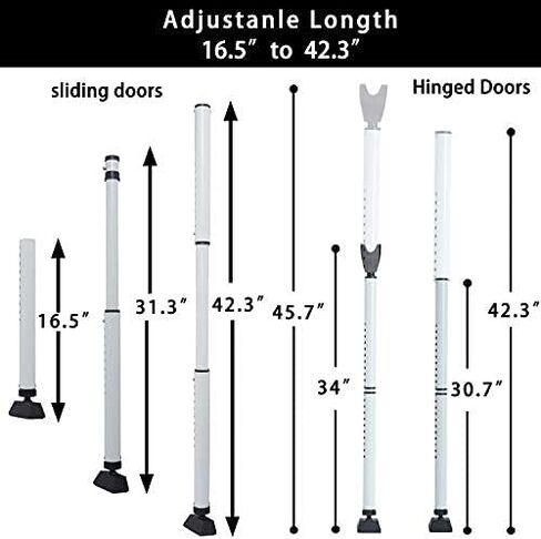 HoneSecur 2 Pack 2-in-1 Door Security Bar & Sliding Patio 28″ Stopper Jammer Child Proof Adjustable Constructed of High Grade Iron Window Doors Bars, Black, Black 2 pack in Kuwait