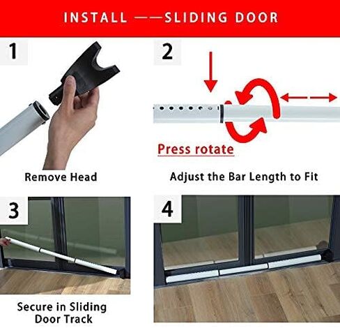 HoneSecur 2 Pack 2-in-1 Door Security Bar & Sliding Patio 28″ Stopper Jammer Child Proof Adjustable Constructed of High Grade Iron Window Doors Bars, Black, Black 2 pack in Kuwait