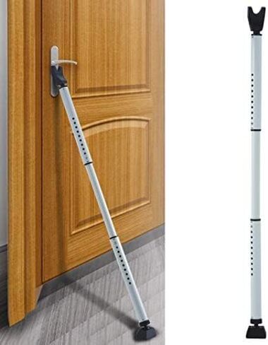 HoneSecur 2 Pack 2-in-1 Door Security Bar & Sliding Patio 28″ Stopper Jammer Child Proof Adjustable Constructed of High Grade Iron Window Doors Bars, Black, Black 2 pack in Kuwait