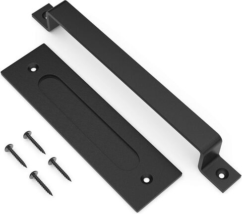 8 Inch Fleur Arc Barn Door Handle - Black Cast Iron Pull for Sliding Doors, Gates, Sheds, Fences, Closets - Indoor Outdoor Farmhouse Hardware in Kuwait