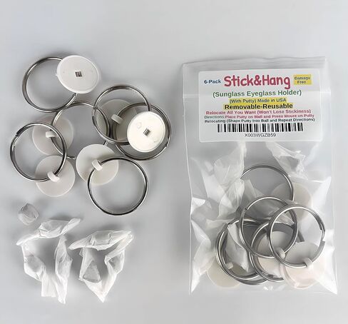 OBOLTS SticknHang 6-Pak Sticky Putty Damage-Free Sunglass Eye Glass Holder Hanger for Any Wall or Hard Surface (Removeable-Reusable) in Saudi Arabia