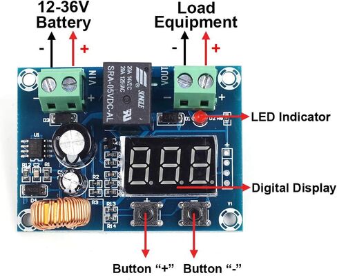 DAOKI 2PCS Digital Low Voltage Discharge Protection Module Disconnect Switch Over Discharge Protection Protector for 12-36V Lithium Battery with 24AWG Wire in Saudi Arabia